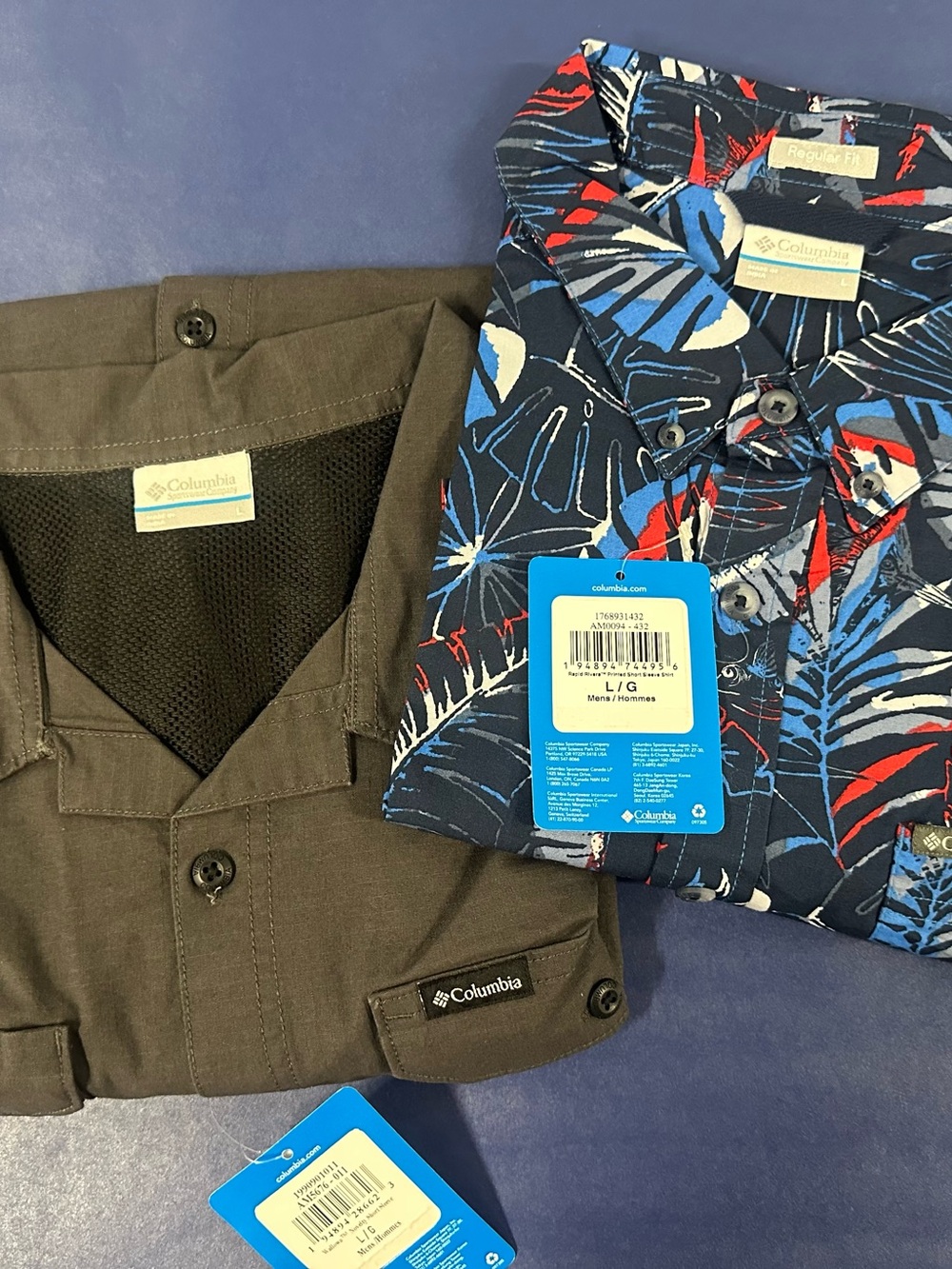 New Columbia Men's Bundle Rapid Rivers & Wallowa Novelty Short Sleeve Shirts - L